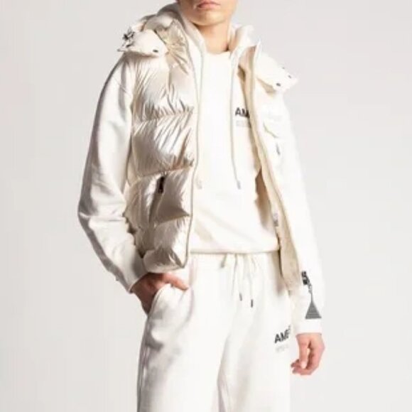 NWT$1550 MONCLER Diotis Hooded Quilted Metallic Pearl Puffer Gilet Vest 1 Small - Picture 16 of 16